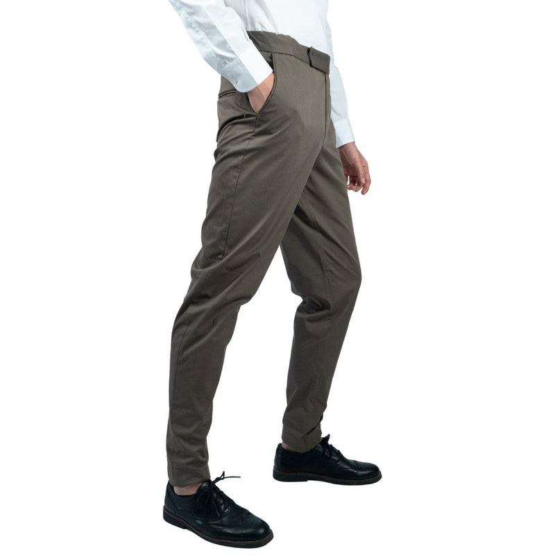 Active pantalone da uomo in cotone gabardine marrone pantaloni