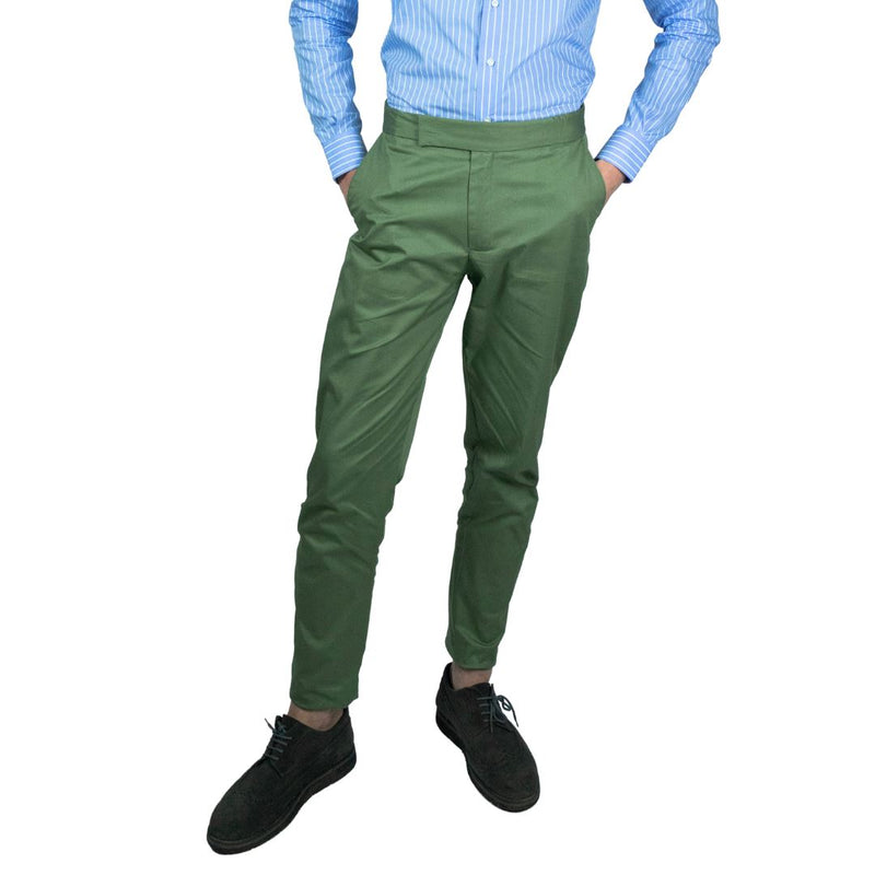 Active pantalone uomo elegante in cotone gabardine verde pantaloni