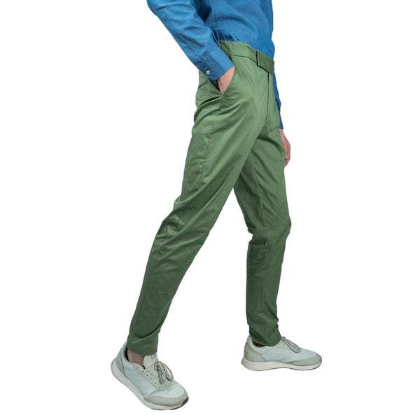 Active pantalone uomo elegante in cotone gabardine verde pantaloni