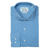 Camicia a righe bianca e azzurra uomo-slim-collo francese con stecche estraibili camicia