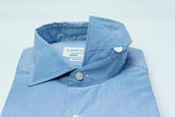 Camicia a righe bianca e azzurra uomo-slim-collo francese con stecche estraibili camicia