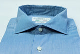 Camicia a righe bianca e azzurra uomo-slim-collo francese con stecche estraibili camicia