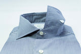 Camicia a righe slim bianca e blu-collo francese con stecche estraibili camicia
