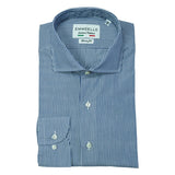 Camicia a righe uomo bianca e blu-slim-collo francese con stecche estraibili camicia