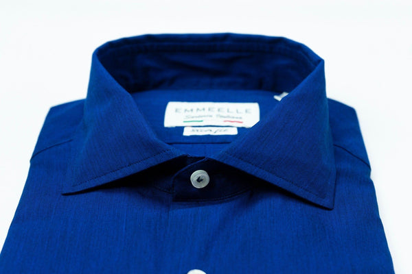 Camicia blu uomo-collo francese con stecche estraibili camicia