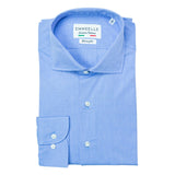 Camicia celeste uomo-collo francese con stecche estraibili camicia