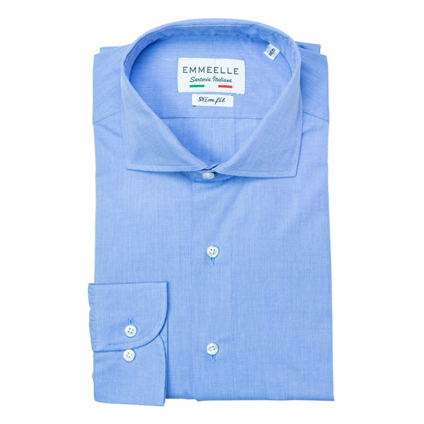 Camicia celeste uomo-collo francese con stecche estraibili camicia