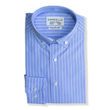 Camicia collo button down-popeline-rigato chiaro-slim fit-regular fit camicia