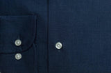 Camicia jeans uomo-denim scuro-slim fit-collo francese camicia