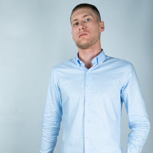 Camicia oxford button down-celeste-slim fit-regular fit camicia