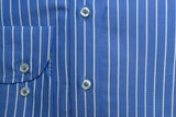 Camicia polo uomo-popeline-rigato scuro-slim fit-collo francese polo camicia