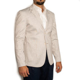 Giacca blazer cotone a righe panna - made in italy giacca