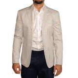 Giacca blazer cotone a righe panna - made in italy giacca