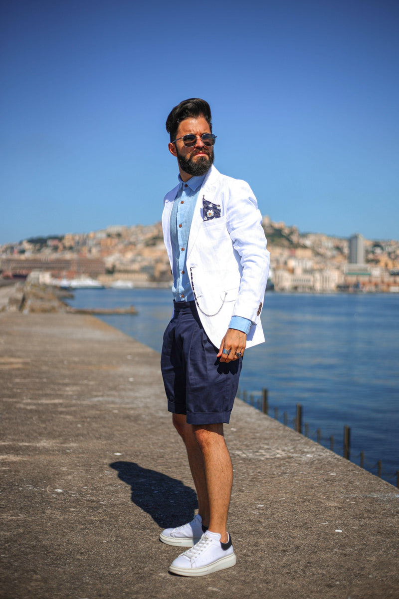 Giacca blazer in lino bianco - made in italy giacca