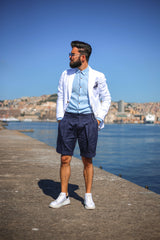 Giacca blazer in lino bianco - made in italy giacca