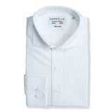 Polo camicia bianca-popeline-slim fit-collo francese polo camicia