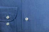 Polo camicia di jeans uomo-denim chiaro-slim fit-collo francese polo camicia