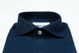 Polo camicia piquet-blu-slim fit-collo francese polo camicia