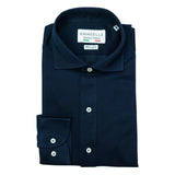 Polo camicia piquet-blu-slim fit-collo francese polo camicia