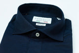 Polo camicia piquet-blu-slim fit-collo francese polo camicia